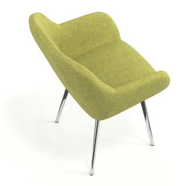 chaise visiteur chromee vert 4 pattes tissu accoudoirs rembourres 7