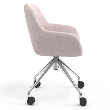 chaise de reunion chromee beige giratoire avec roulettes tissu accoudoirs rembourres 3