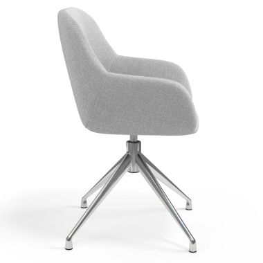 chaise de reunion chromee gris clair pivotante tissu accoudoirs rembourres 3