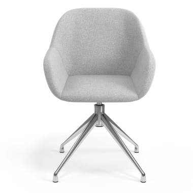 chaise de reunion chromee gris clair pivotante tissu accoudoirs rembourres 4