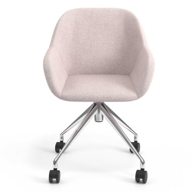 chaise de reunion chromee beige giratoire avec roulettes tissu accoudoirs rembourres 4
