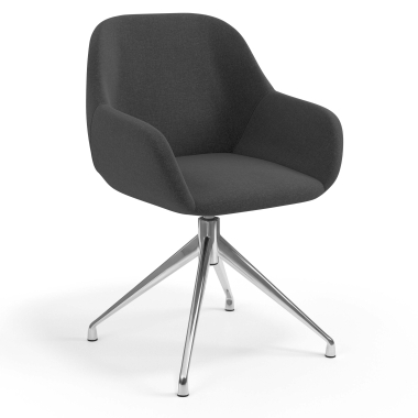 chaise de reunion chromee anthracite pivotante tissu accoudoirs rembourres 1