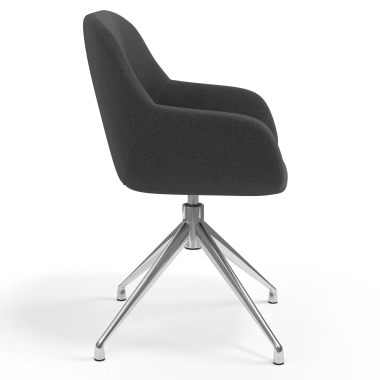 chaise de reunion chromee anthracite pivotante tissu accoudoirs rembourres 3
