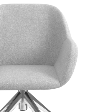 chaise de reunion chromee gris clair giratoire avec roulettes tissu accoudoirs rembourres 5