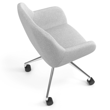 chaise de reunion chromee gris clair giratoire avec roulettes tissu accoudoirs rembourres 7
