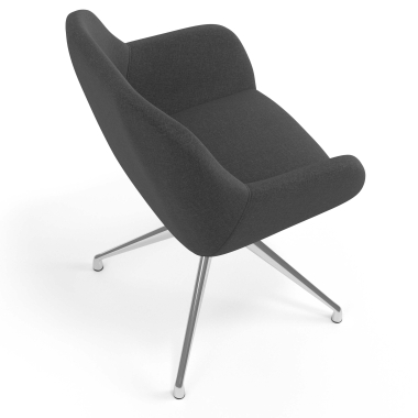 chaise de reunion chromee anthracite pivotante tissu accoudoirs rembourres 7