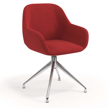 chaise de reunion chromee rouge pivotante tissu accoudoirs rembourres 1