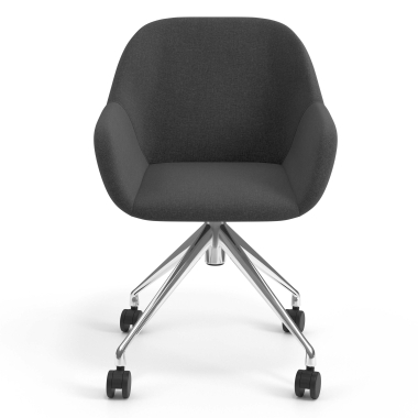 chaise de reunion chromee anthracite giratoire avec roulettes tissu accoudoirs rembourres 4