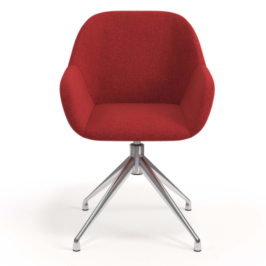 chaise de reunion chromee rouge pivotante tissu accoudoirs rembourres 4