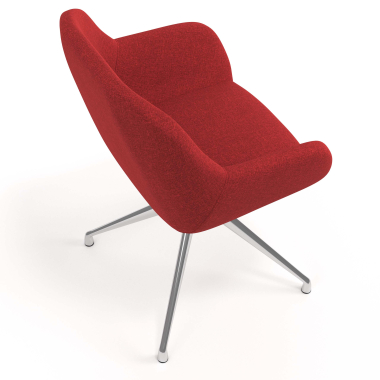 chaise de reunion chromee rouge pivotante tissu accoudoirs rembourres 7