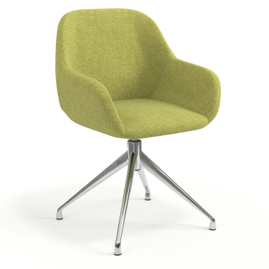 chaise de reunion chromee vert pivotante tissu accoudoirs rembourres 1