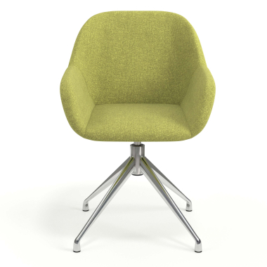 chaise de reunion chromee vert pivotante tissu accoudoirs rembourres 4