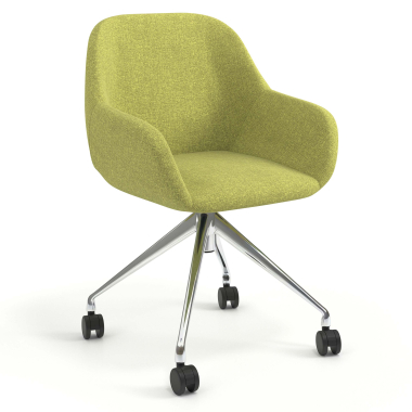 chaise de reunion chromee vert giratoire avec roulettes tissu accoudoirs rembourres 1