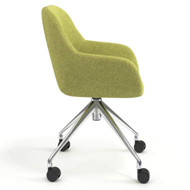 chaise de reunion chromee vert giratoire avec roulettes tissu accoudoirs rembourres 3