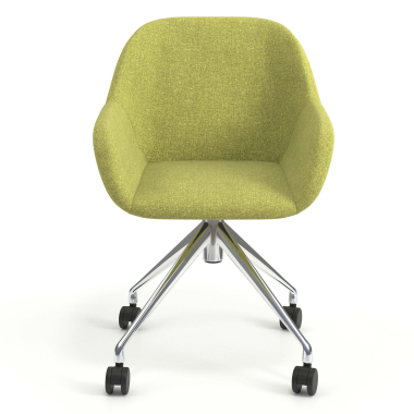 chaise de reunion chromee vert giratoire avec roulettes tissu accoudoirs rembourres 4
