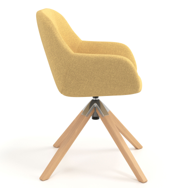 chaise de reunion jaune giratoire en bois tissu accoudoirs rembourres 3