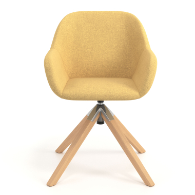 chaise de reunion jaune giratoire en bois tissu accoudoirs rembourres 4