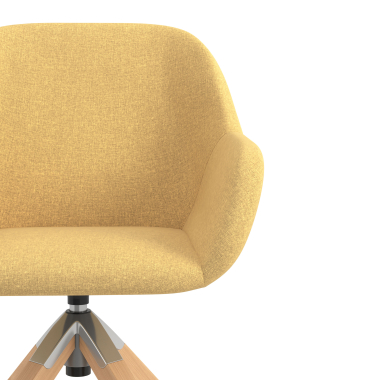 chaise de reunion jaune giratoire en bois tissu accoudoirs rembourres 5
