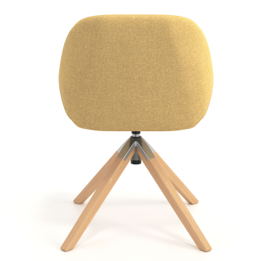 chaise de reunion jaune giratoire en bois tissu accoudoirs rembourres 6