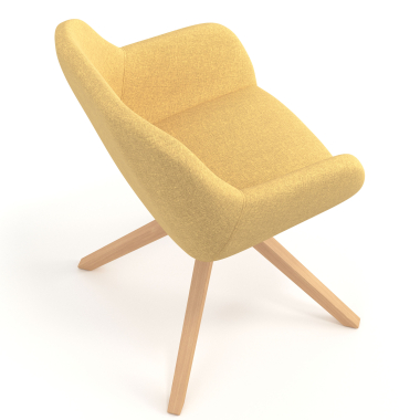 chaise de reunion jaune giratoire en bois tissu accoudoirs rembourres 7