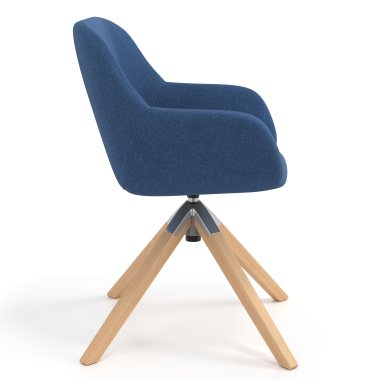 chaise de reunion bleu giratoire en bois tissu accoudoirs rembourres 3