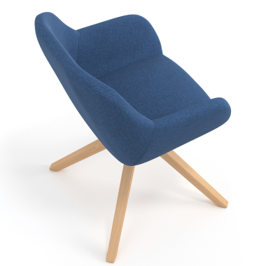 chaise de reunion bleu giratoire en bois tissu accoudoirs rembourres 7