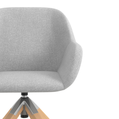 chaise de reunion gris clair giratoire en bois tissu accoudoirs rembourres 5