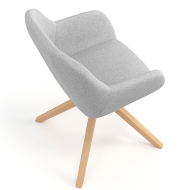 chaise de reunion gris clair giratoire en bois tissu accoudoirs rembourres 7