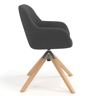 chaise de reunion anthracite giratoire en bois tissu accoudoirs rembourres 3