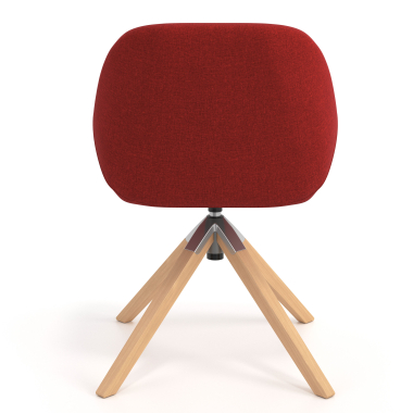chaise de reunion rouge giratoire en bois tissu accoudoirs rembourres 6