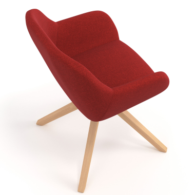 chaise de reunion rouge giratoire en bois tissu accoudoirs rembourres 7
