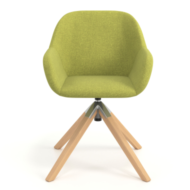 chaise de reunion vert giratoire en bois tissu accoudoirs rembourres 4