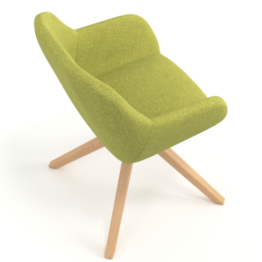 chaise de reunion vert giratoire en bois tissu accoudoirs rembourres 7