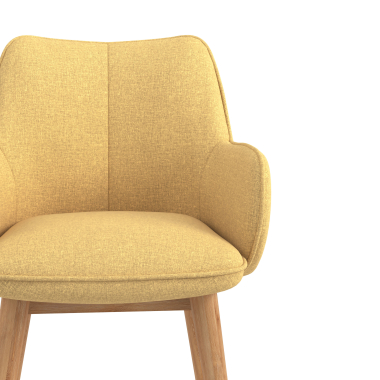 chaise scandinave jaune pattes en bois tissu accoudoirs rembourres 5