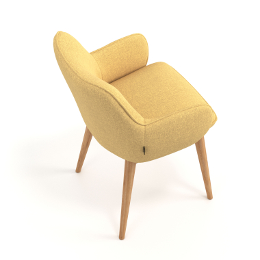 chaise scandinave jaune pattes en bois tissu accoudoirs rembourres 7