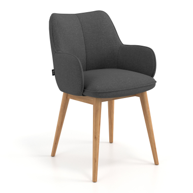 chaise scandinave anthracite pattes en bois tissu accoudoirs rembourres 1