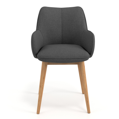 chaise scandinave anthracite pattes en bois tissu accoudoirs rembourres 4