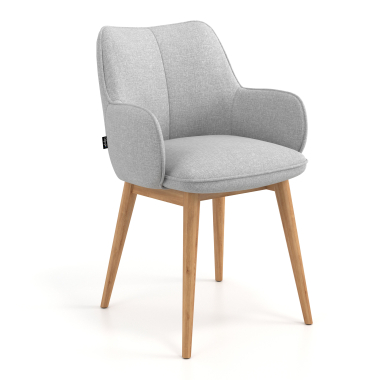 chaise scandinave gris pattes en bois tissu accoudoirs rembourres 1