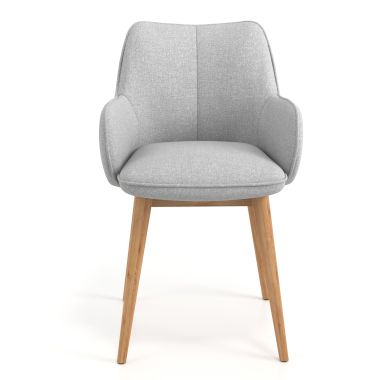 chaise scandinave gris pattes en bois tissu accoudoirs rembourres 4