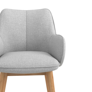 chaise scandinave gris pattes en bois tissu accoudoirs rembourres 5