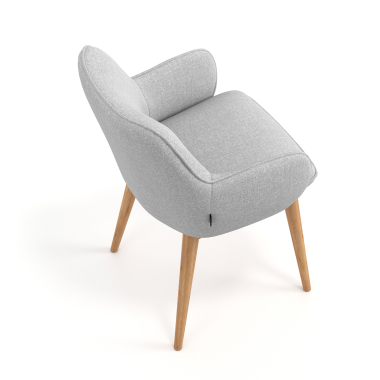 chaise scandinave gris pattes en bois tissu accoudoirs rembourres 7