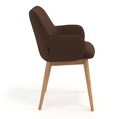 chaise scandinave marron pattes en bois tissu accoudoirs rembourres 3