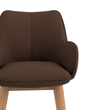 chaise scandinave marron pattes en bois tissu accoudoirs rembourres 5