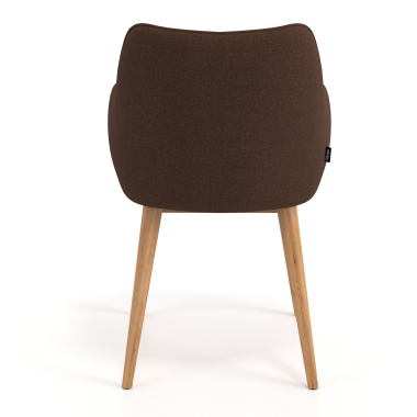 chaise scandinave marron pattes en bois tissu accoudoirs rembourres 6