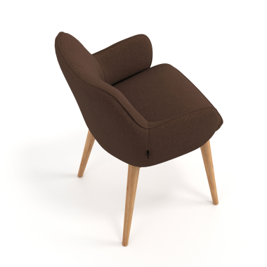 chaise scandinave marron pattes en bois tissu accoudoirs rembourres 7