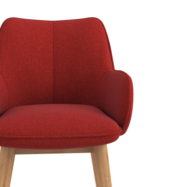 chaise scandinave rouge pattes en bois tissu accoudoirs rembourres 5