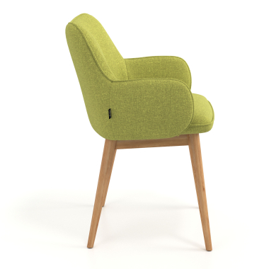 chaise scandinave vert pattes en bois tissu accoudoirs rembourres 3