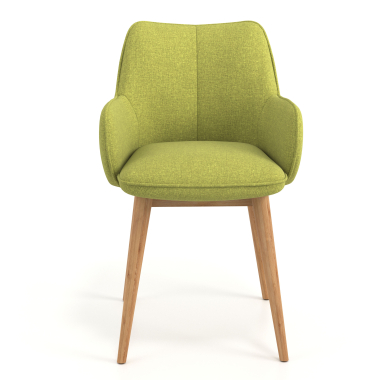 chaise scandinave vert pattes en bois tissu accoudoirs rembourres 4