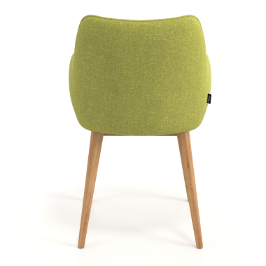 chaise scandinave vert pattes en bois tissu accoudoirs rembourres 6