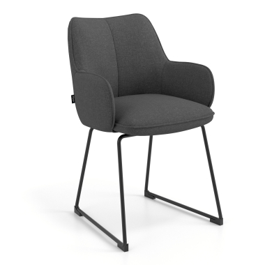 chaise visiteur anthracite structure pietement luge tissu accoudoirs rembourres 1